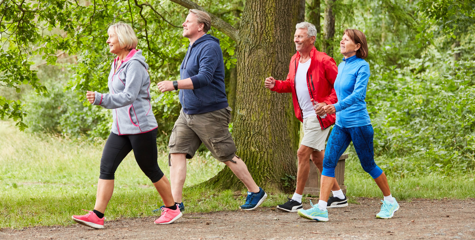 Seniors Walking Exercising